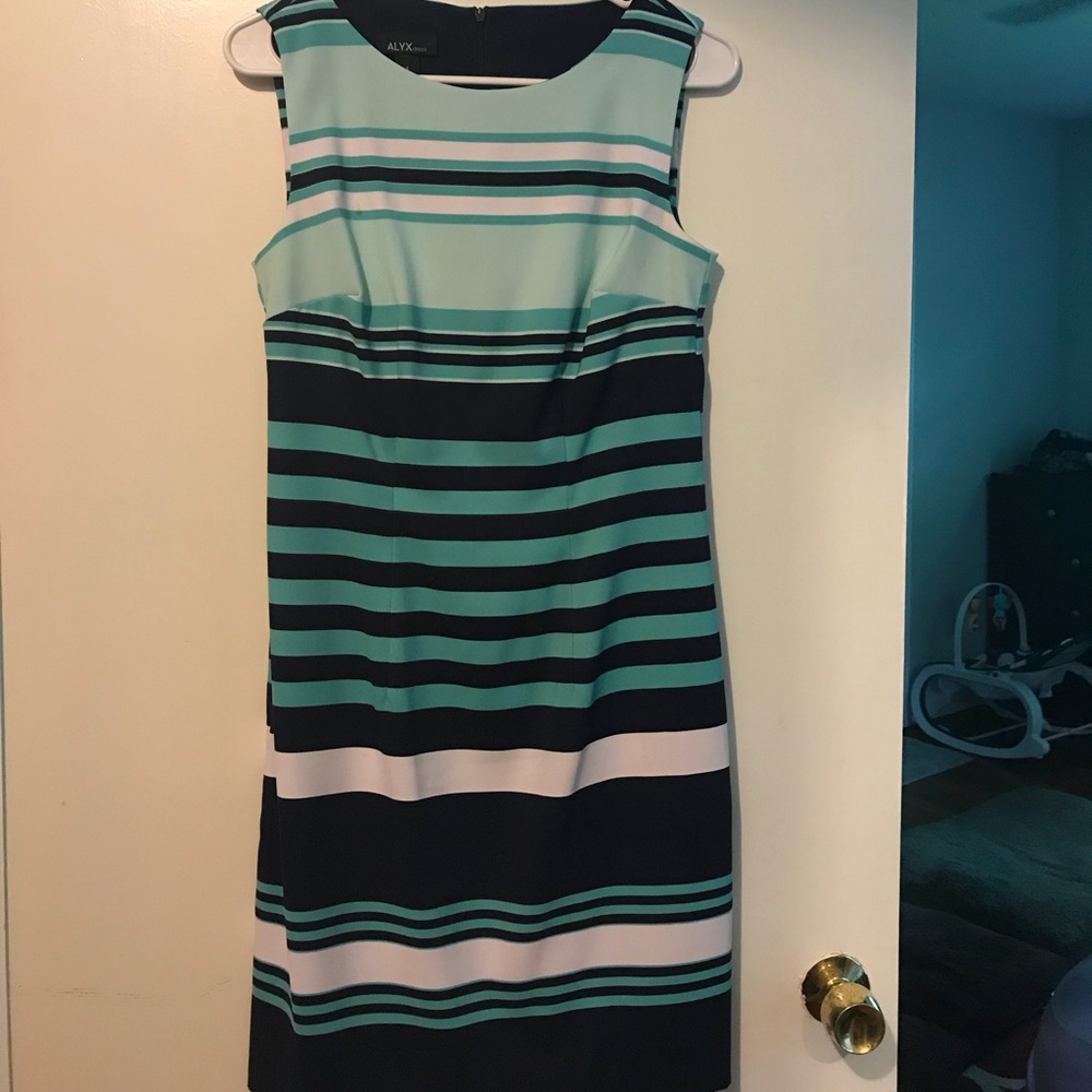 Blue stripe cocktail dress